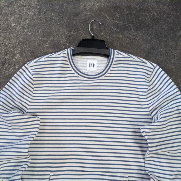 Gap Crewneck Sweater Womens L Sweatshirt White Striped Oversized Y2K Preppy - Picture 2 of 8